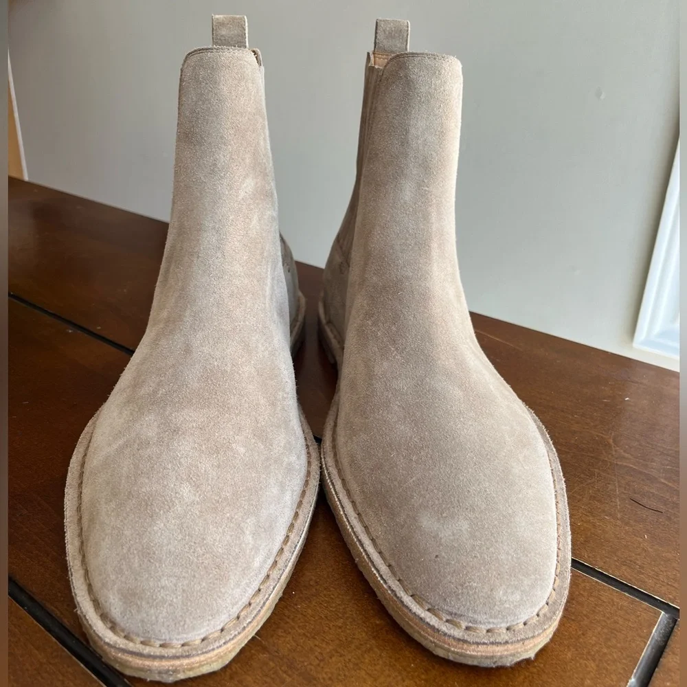Sz 12 Saint Laurent Beige Suede Leather Chelsea Boots - Picture 2 of 10